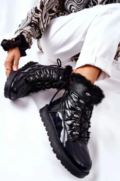 Wysokie Śniegowce Ocieplane Futerkiem Czarne Sneezy