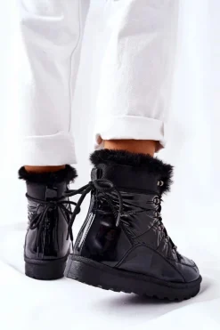 Wysokie Śniegowce Ocieplane Futerkiem Czarne Sneezy