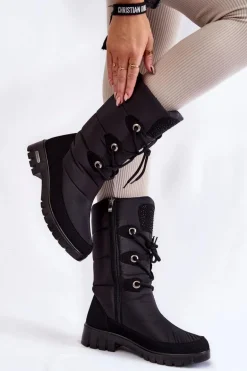 Wysokie Ocieplane Śniegowce Progress PROGJ-20-07 Czarne