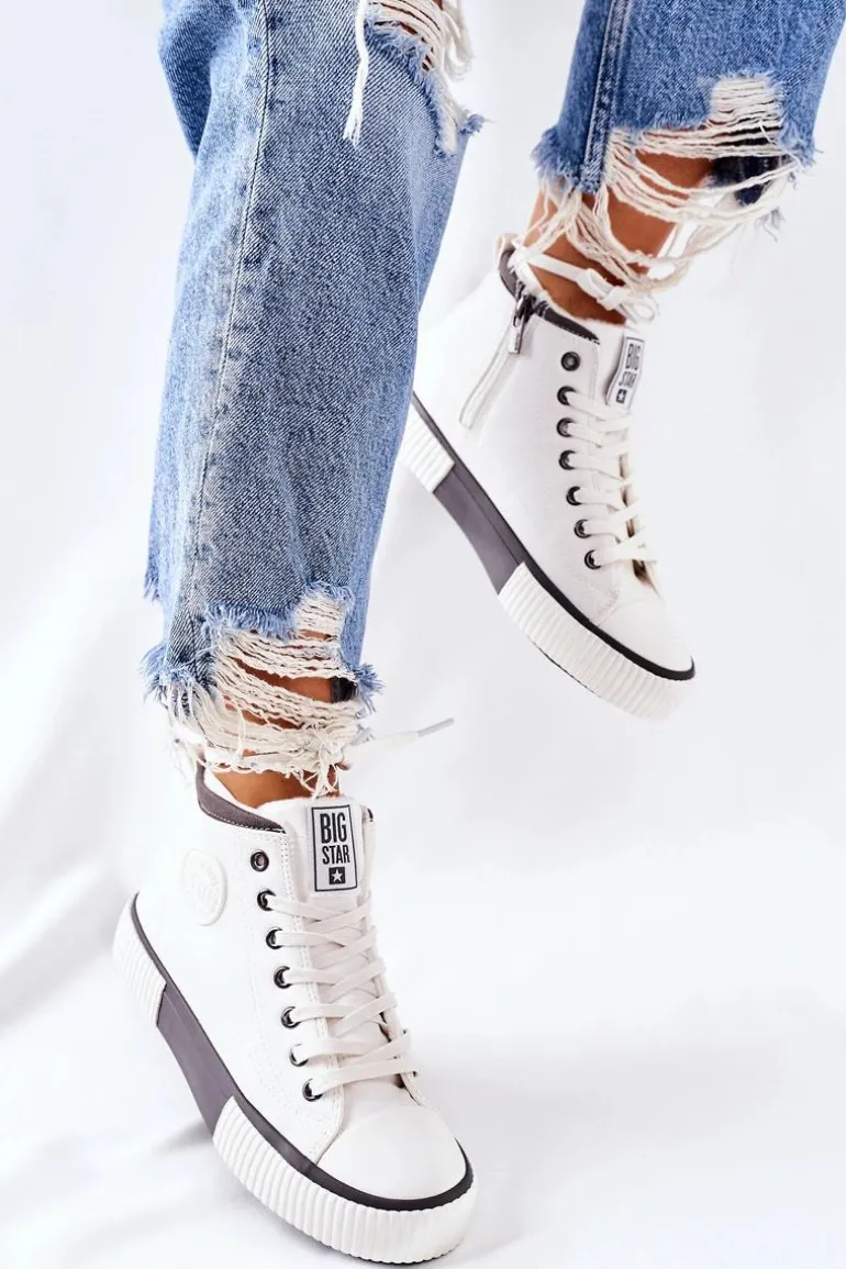 Wysokie Ocieplane Trampki Big Star II274158 Białe