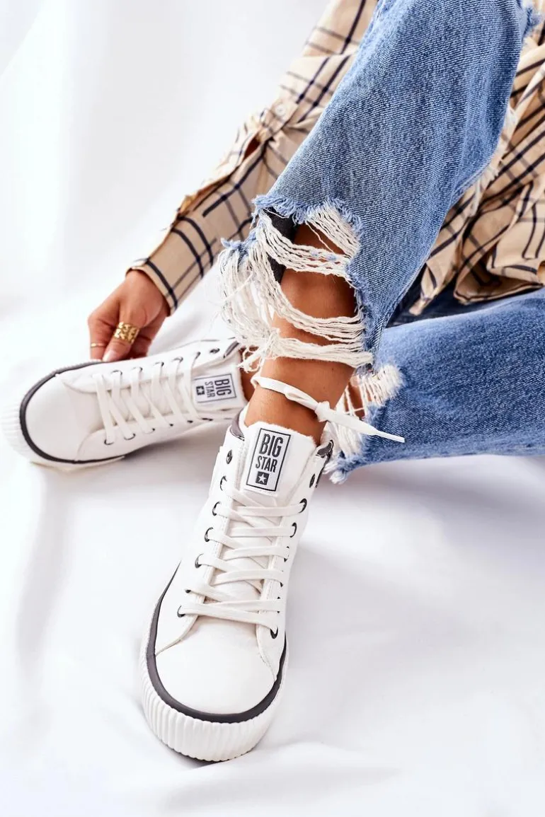 Wysokie Ocieplane Trampki Big Star II274158 Białe