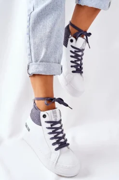 Wysokie Ocieplane Trampki Big Star II274144 Biało-Szare