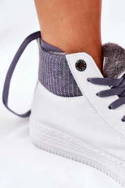 Wysokie Ocieplane Trampki Big Star II274144 Biało-Szare