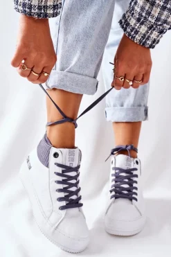 Wysokie Ocieplane Trampki Big Star II274144 Biało-Szare