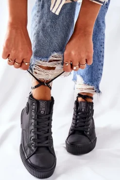 Wysokie Ocieplane Trampki Big Star II274157 Czarne