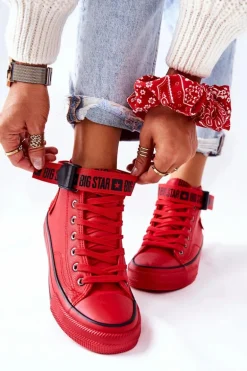 Wysokie Ocieplane Trampki Big Star GG274028 Czerwone