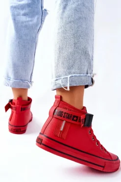Wysokie Ocieplane Trampki Big Star GG274028 Czerwone
