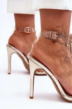 Wysokie Sandałki Szpilki D&A MR-16 Złote