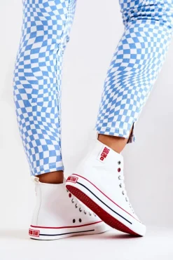 Wysokie Skórzane Trampki Big Star JJ274132 Białe