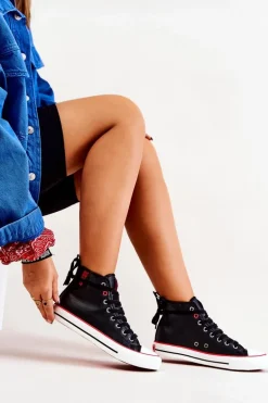 Wysokie Skórzane Trampki Big Star JJ274131 Czarne