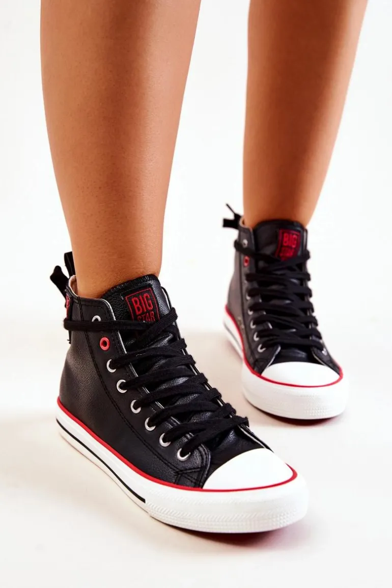Wysokie Skórzane Trampki Big Star JJ274131 Czarne