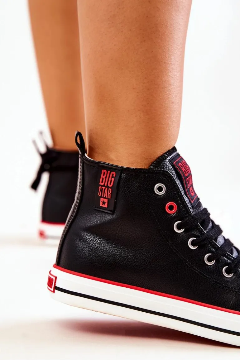 Wysokie Skórzane Trampki Big Star JJ274131 Czarne