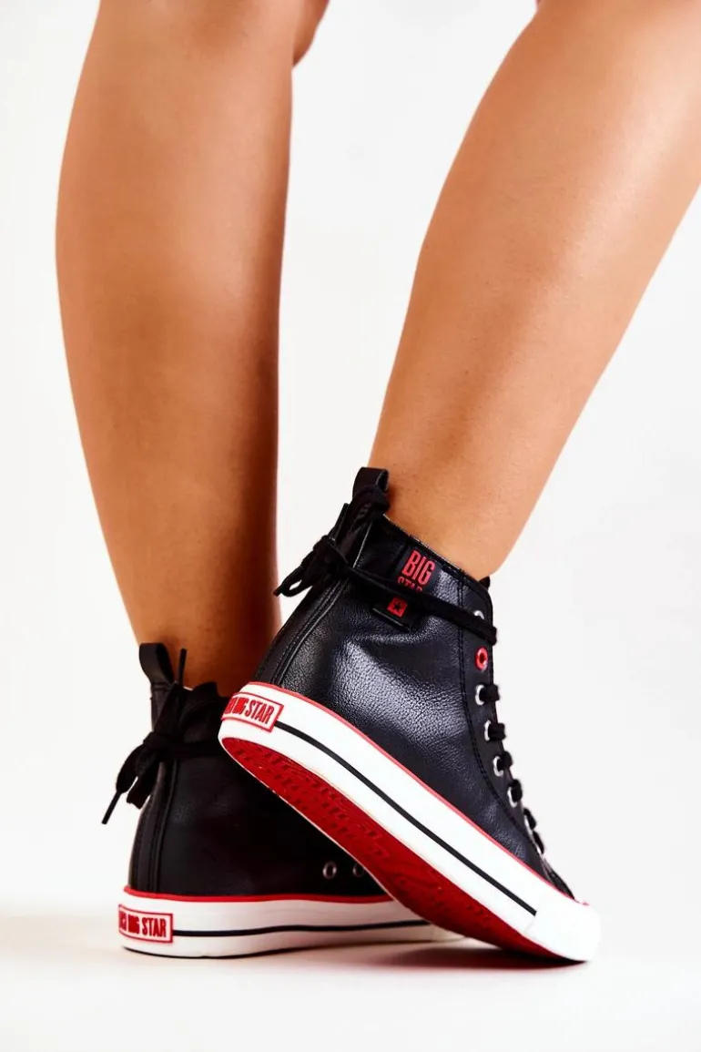 Wysokie Skórzane Trampki Big Star JJ274131 Czarne