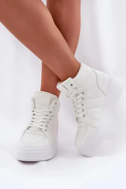 Wysokie Sneakersy Damskie Na Platformie Białe Tillive