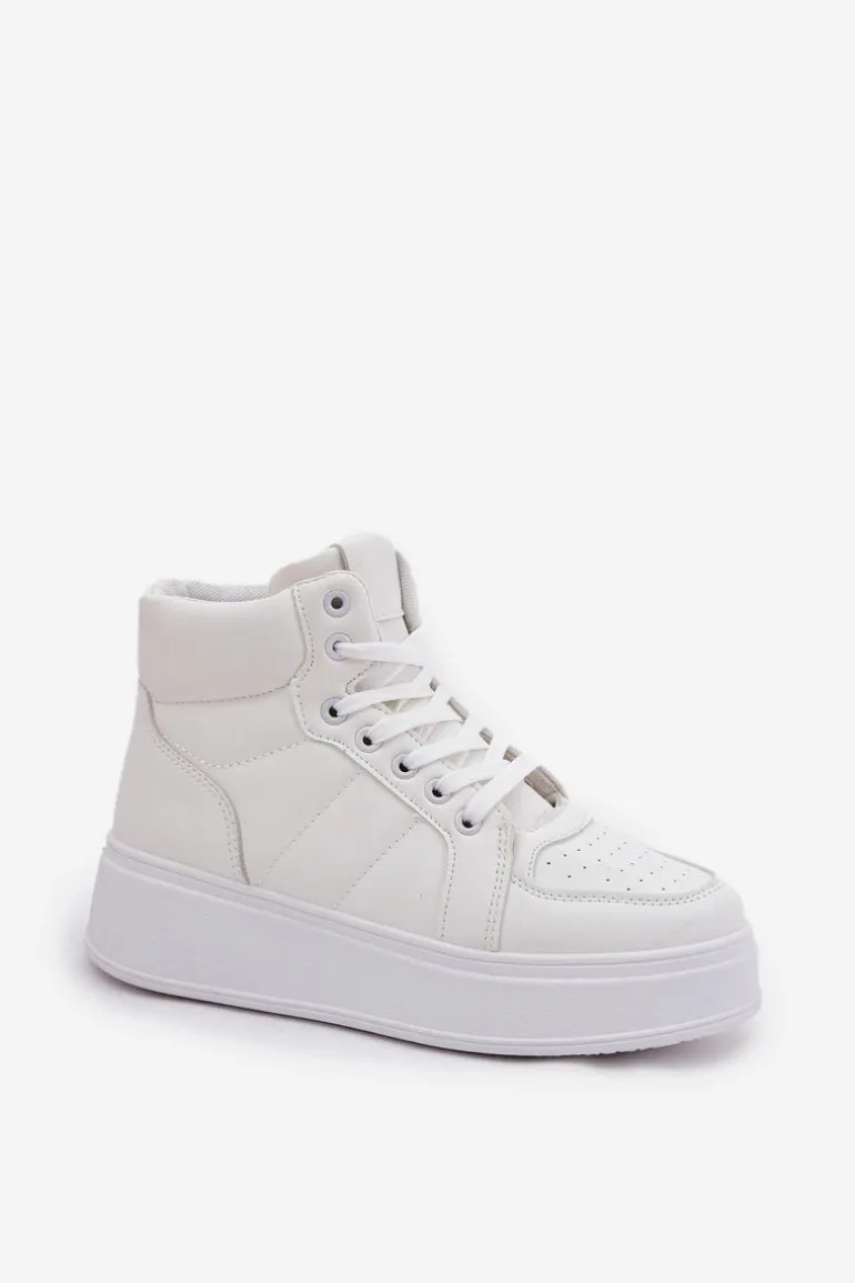 Wysokie Sneakersy Damskie Na Platformie Białe Tillive