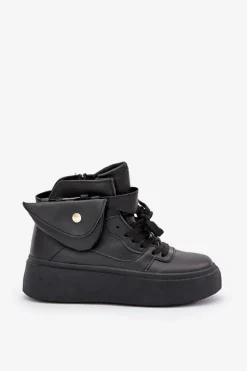 Wysokie Sneakersy Z Saszetką Na Platformie Czarne Saramis