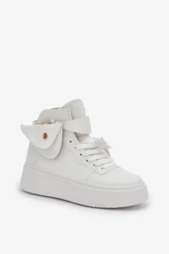 Wysokie Sneakersy Z Saszetką Na Platformie Białe Saramis