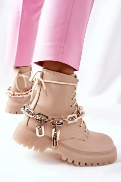 Wysokie Stylowe Botki Beżowe Grail