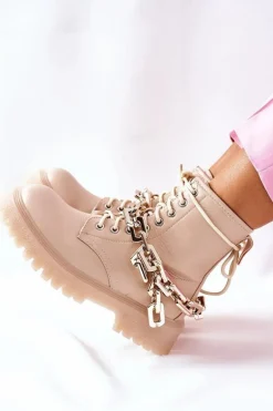 Wysokie Stylowe Botki Beżowe Grail