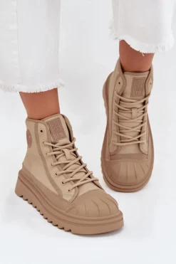 Wysokie Trampki Damskie Ocieplane Big Star OO274A356 Beżowe