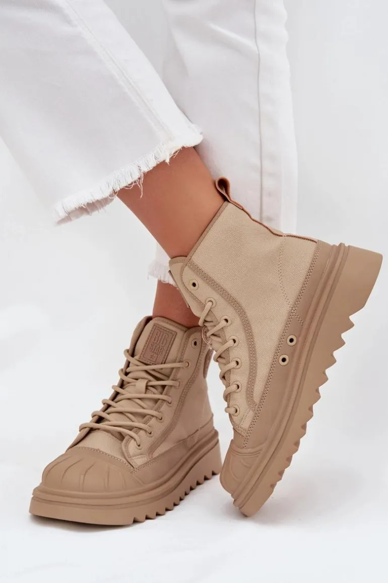 Wysokie Trampki Damskie Ocieplane Big Star OO274A356 Beżowe