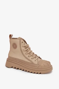 Wysokie Trampki Damskie Ocieplane Big Star OO274A356 Beżowe