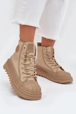 Wysokie Trampki Damskie Ocieplane Big Star OO274A356 Beżowe