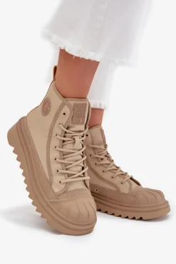Wysokie Trampki Damskie Ocieplane Big Star OO274A356 Beżowe