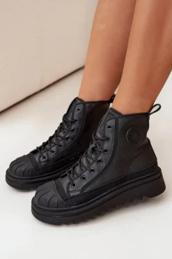 Wysokie Trampki Damskie Ocieplane Big Star OO274A355 Czarne