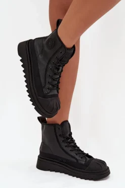 Wysokie Trampki Damskie Ocieplane Big Star OO274A355 Czarne