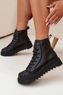 Wysokie Trampki Damskie Ocieplane Big Star OO274A355 Czarne