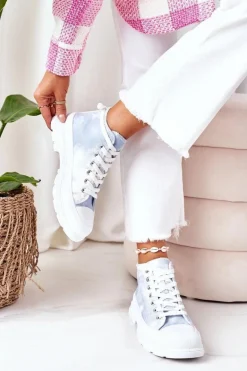 Wysokie Trampki Na Dużej Podeszwie Niebieskie Z Efektem Tie-Dye Trissy