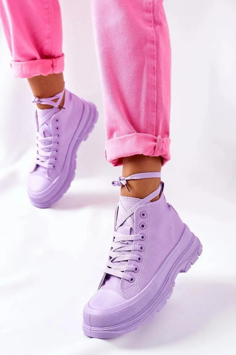 Wysokie Trampki Na Dużej Podeszwie Fioletowe Trissy