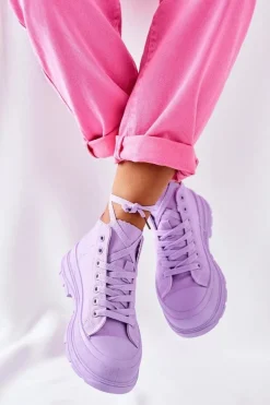 Wysokie Trampki Na Dużej Podeszwie Fioletowe Trissy