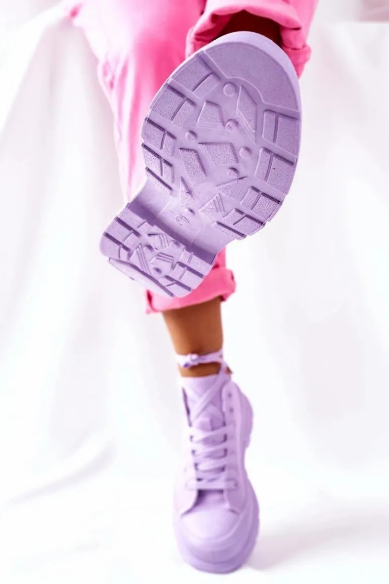 Wysokie Trampki Na Dużej Podeszwie Fioletowe Trissy