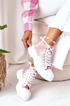 Wysokie Trampki Na Dużej Podeszwie Różowe Z Efektem Tie-Dye Trissy