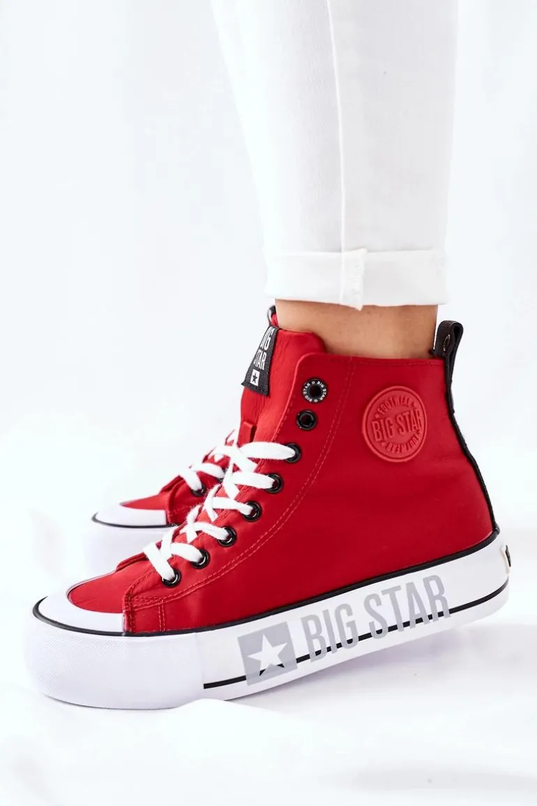 Wysokie Trampki Na Platformie Big Star II274018 Czerwone