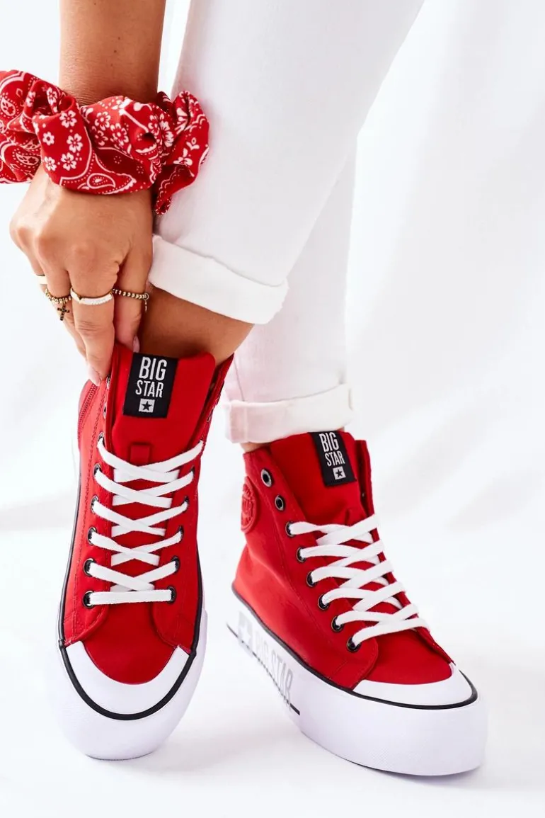 Wysokie Trampki Na Platformie Big Star II274018 Czerwone