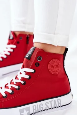 Wysokie Trampki Na Platformie Big Star II274018 Czerwone