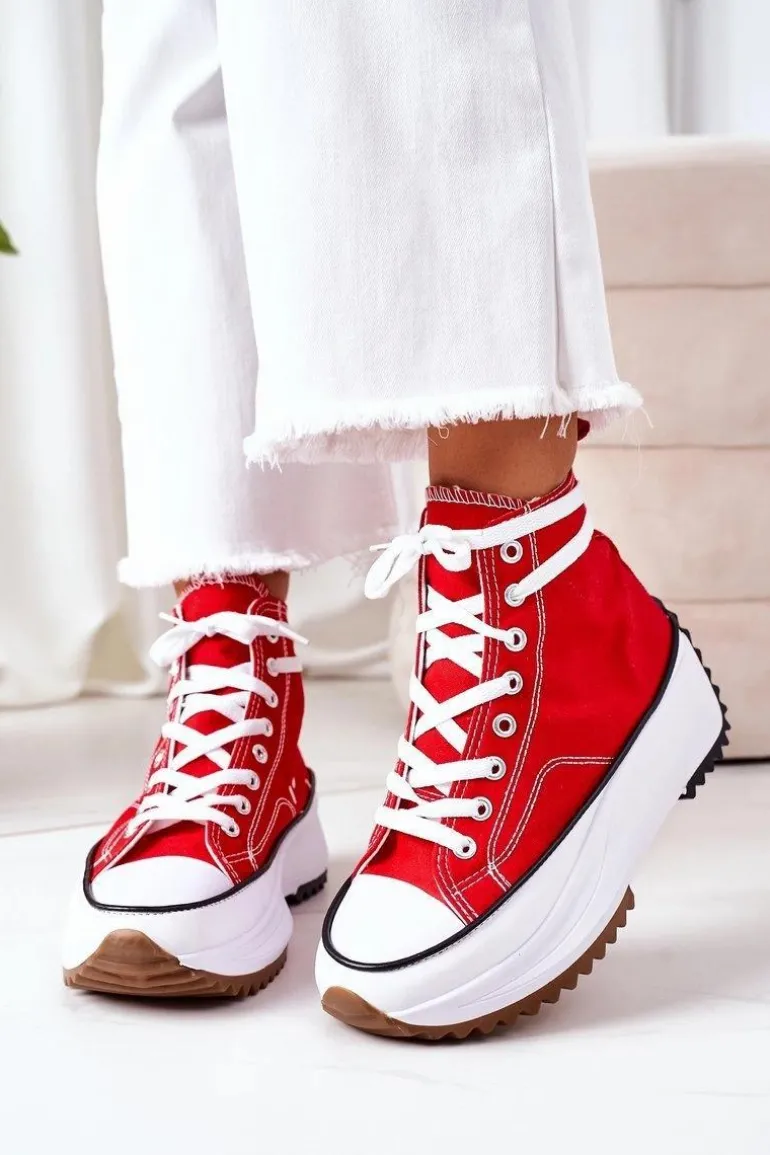 Wysokie Trampki Na Platformie Czerwone Electric Love