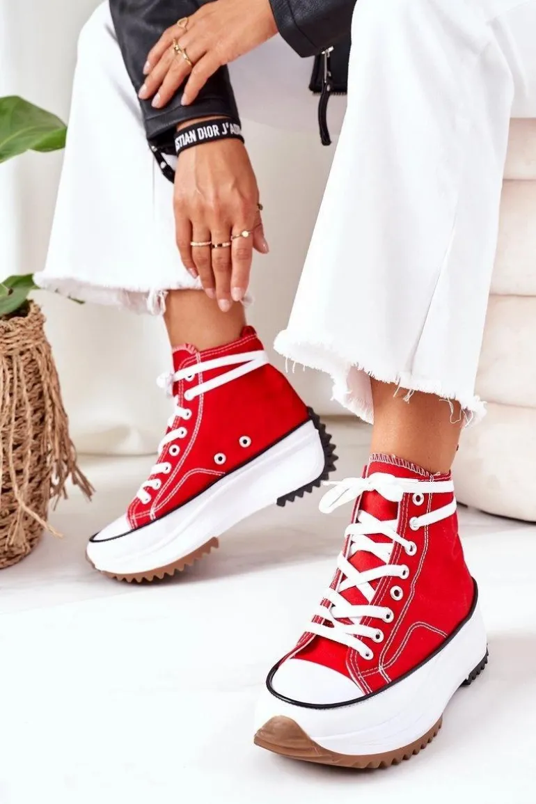 Wysokie Trampki Na Platformie Czerwone Electric Love
