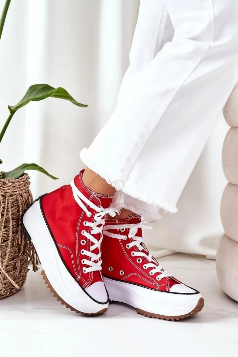 Wysokie Trampki Na Platformie Czerwone Electric Love