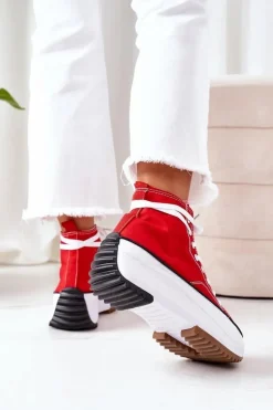 Wysokie Trampki Na Platformie Czerwone Electric Love