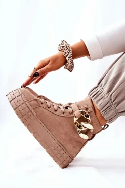 Wysokie Trampki Na Platformie Ciemnobeżowe Evenia