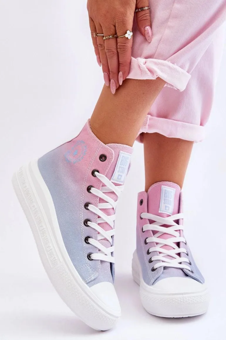 Wysokie Trampki Na Platformie Big Star LL274A191 Różowo-Niebieskie