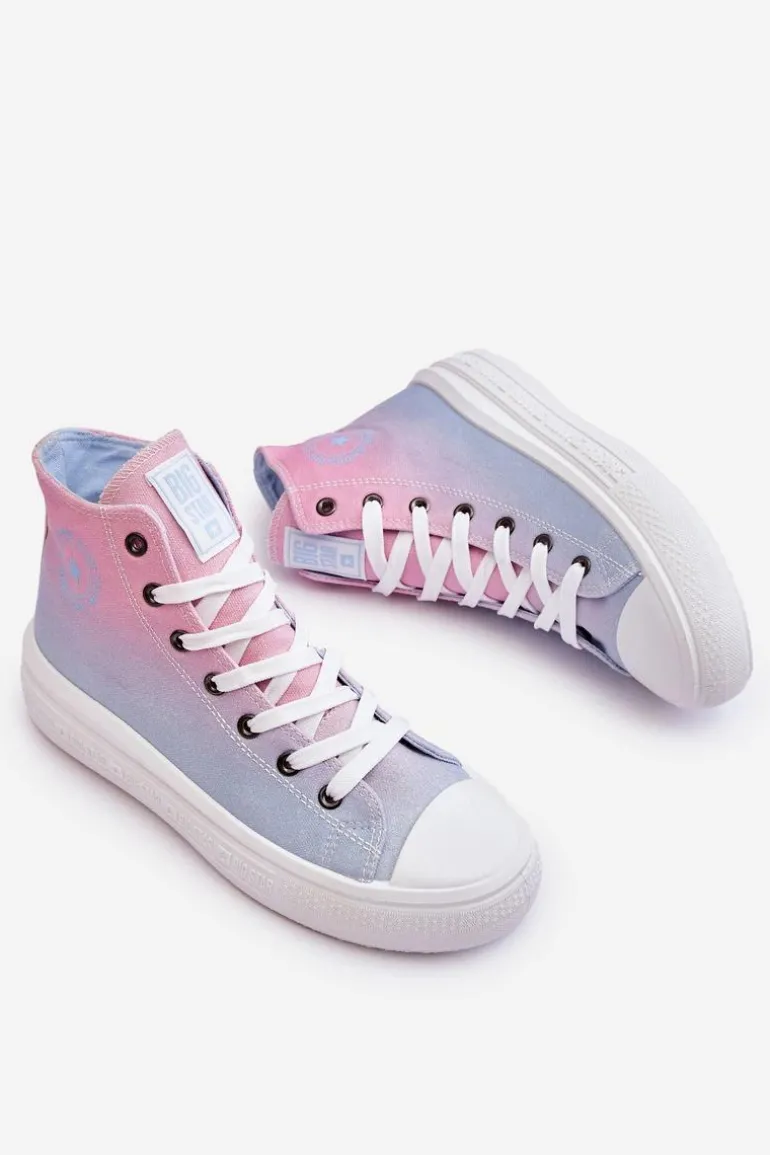 Wysokie Trampki Na Platformie Big Star LL274A191 Różowo-Niebieskie