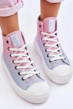 Wysokie Trampki Na Platformie Big Star LL274A191 Różowo-Niebieskie