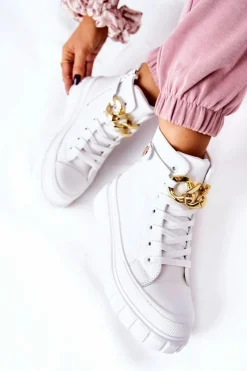 Wysokie Trampki Na Platformie Białe Standies