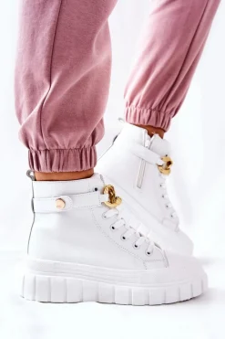 Wysokie Trampki Na Platformie Białe Standies