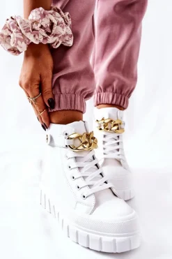 Wysokie Trampki Na Platformie Białe Standies